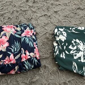 left : floral jumpsuit // right : green and white jumpsuit